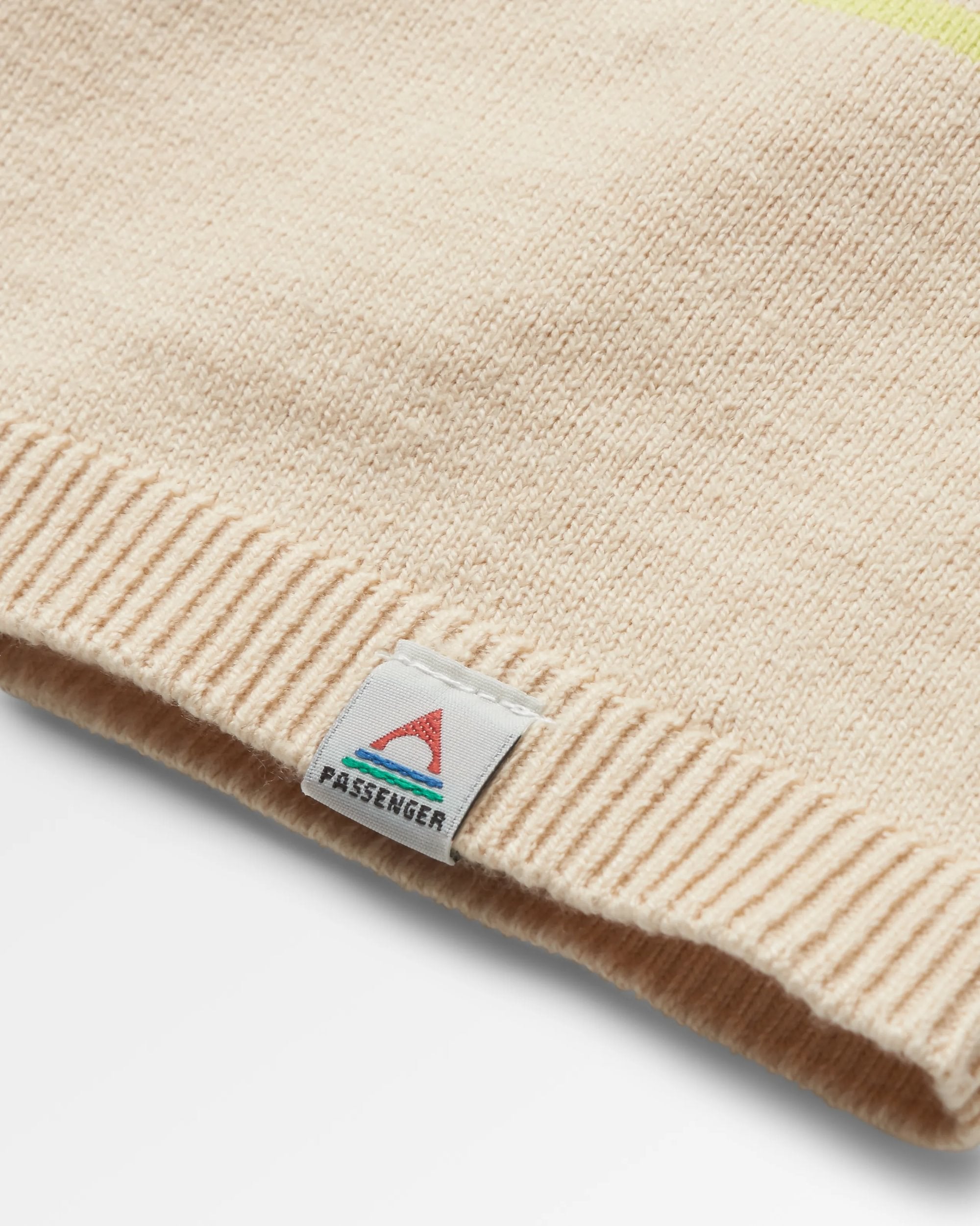 Migrate Organic Knitted Jumper - Oat Multi Stripe - Flatlay