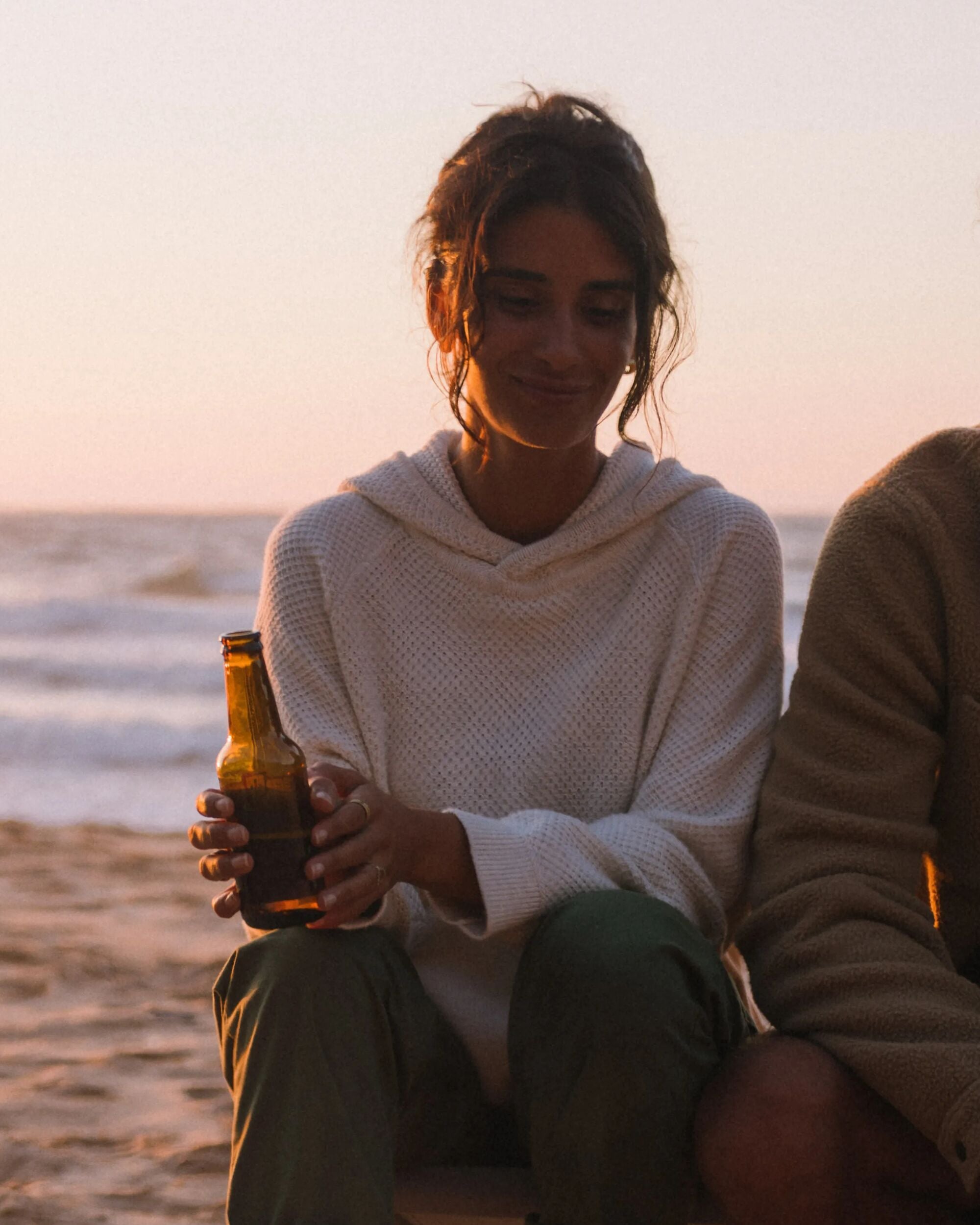 Cove Organic Cotton Knitted Hoodie - Off White - Lifestyle