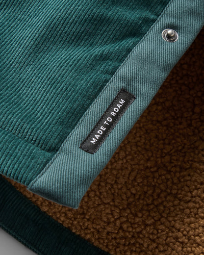 Kodiak Sherpa Lined Cord Overshirt - Dark Fern  - Flatlay