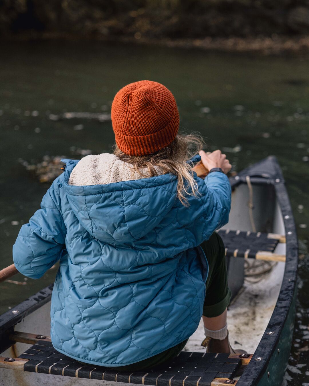 Earthy Recycled Sherpa Lined Insulated Jacket - Washed Blue