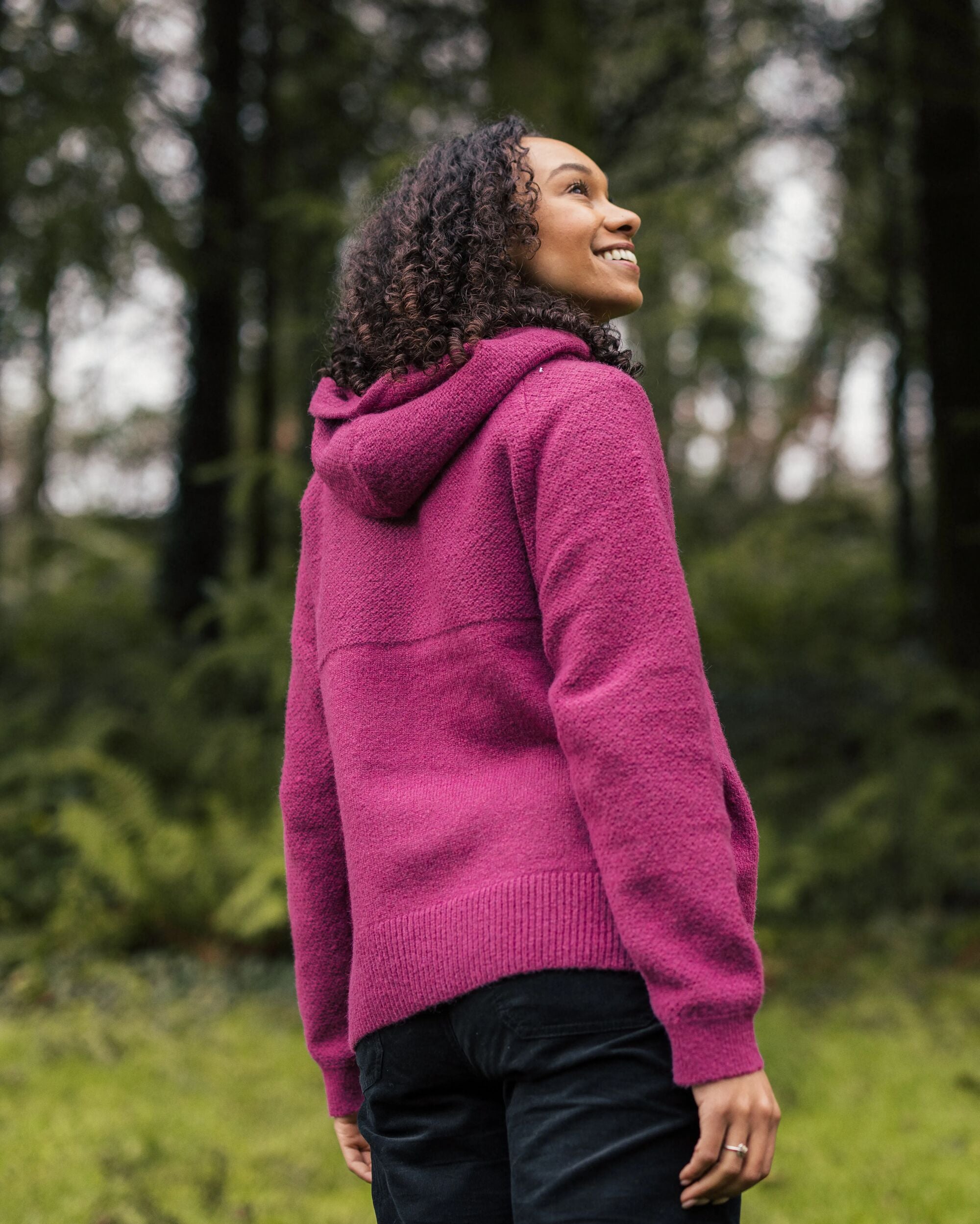 Cove Recycled Knitted Hoodie - Rhubarb - Lifestyle