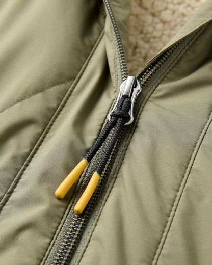 Lucia Sherpa Lined Bomber Jacket - Dusty Olive - Flatlay