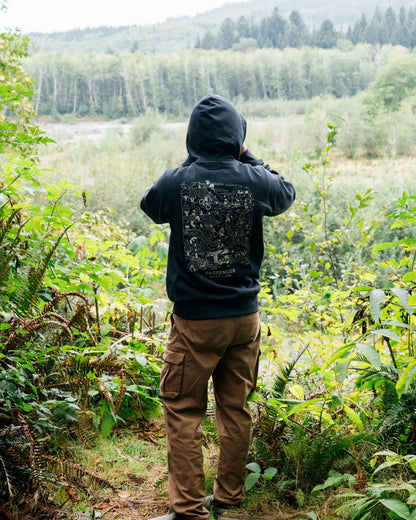 Roam Slow Men's Recycled Cotton Hoodie - Black - Lifestyle