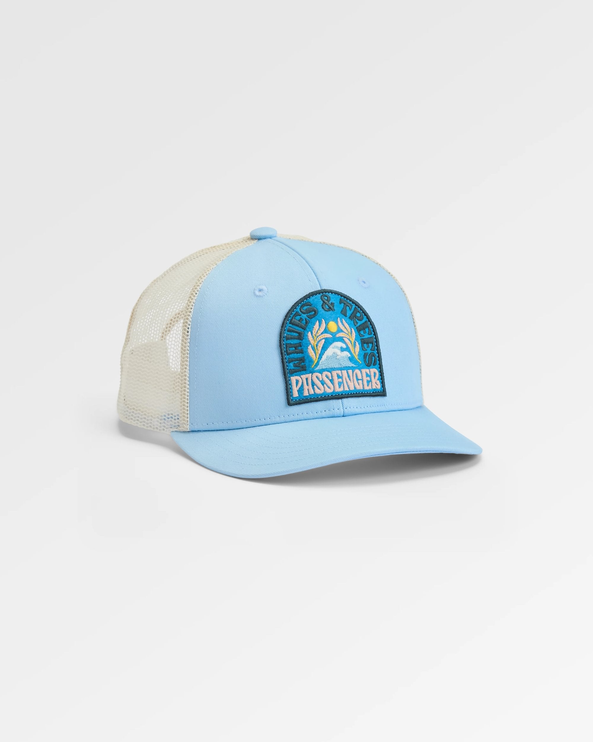 Dawning Organic Cotton Trucker Cap - Faded Denim - Flatlay