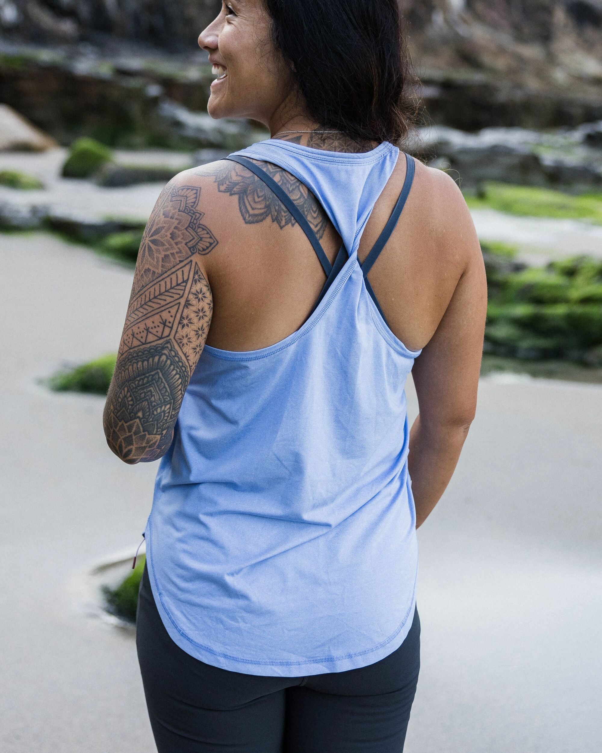 Twist Recycled Marl Active Vest - Cornflower Marl - Lifestyle