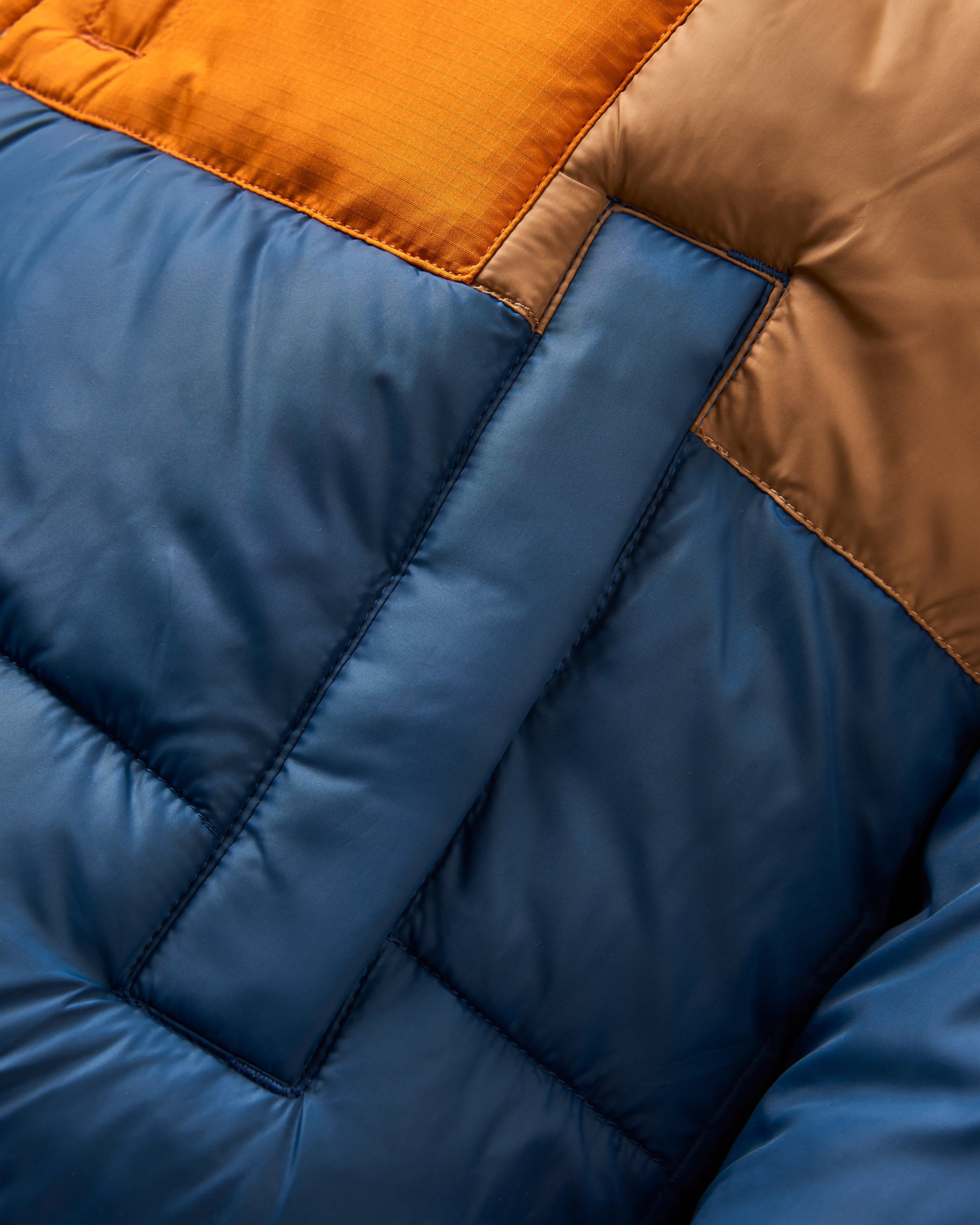 Inspire Recycled Insulated Hooded Jacket - Dark Denim/Toffee - Flatlay