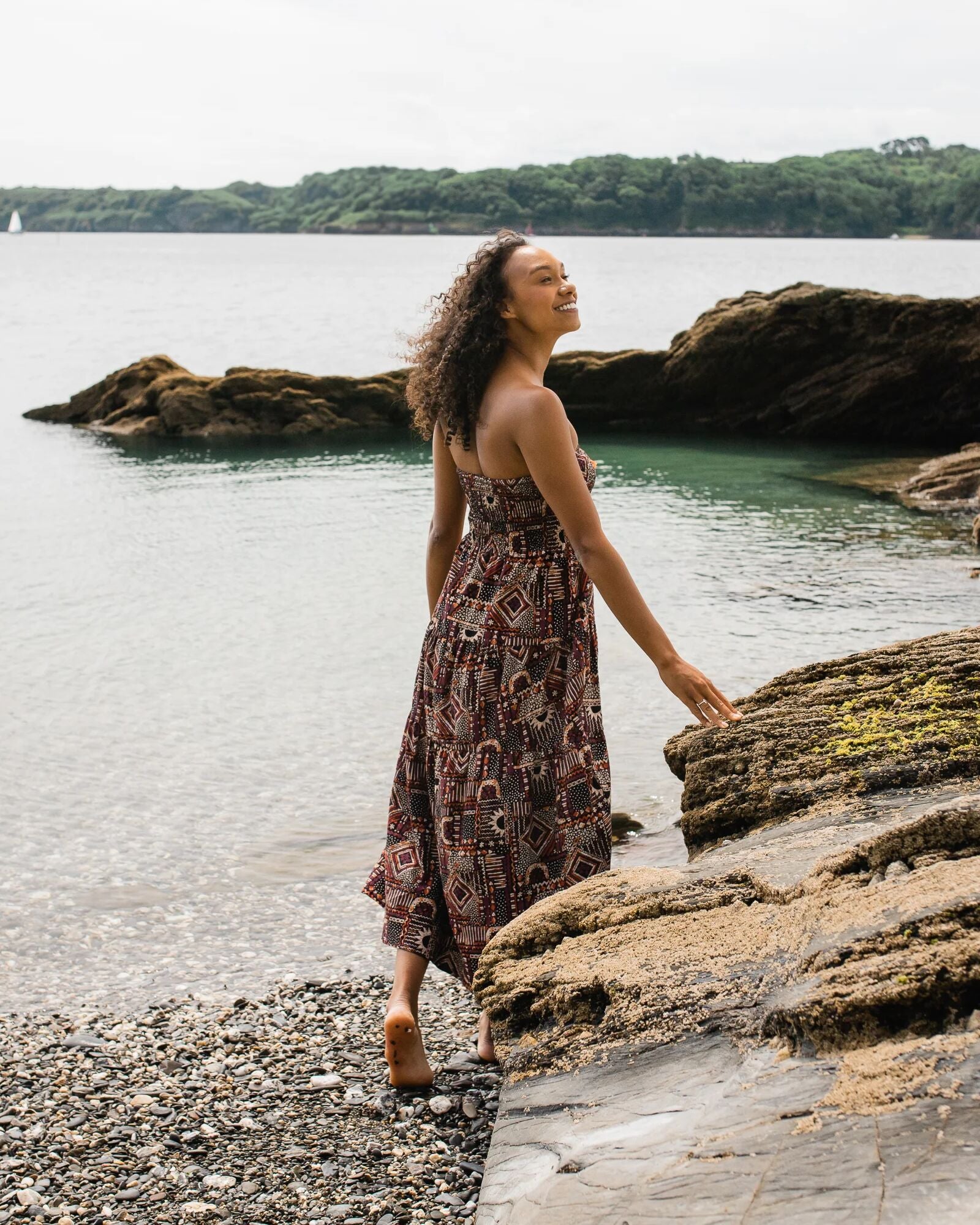 Fareway Recycled Cotton Maxi Skirt - Vintage Patchwork Black/Multi - Lifestyle