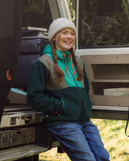 Joy Full Zip Hooded Sherpa Fleece - Greenlake/Rain Forest - Lifestyle