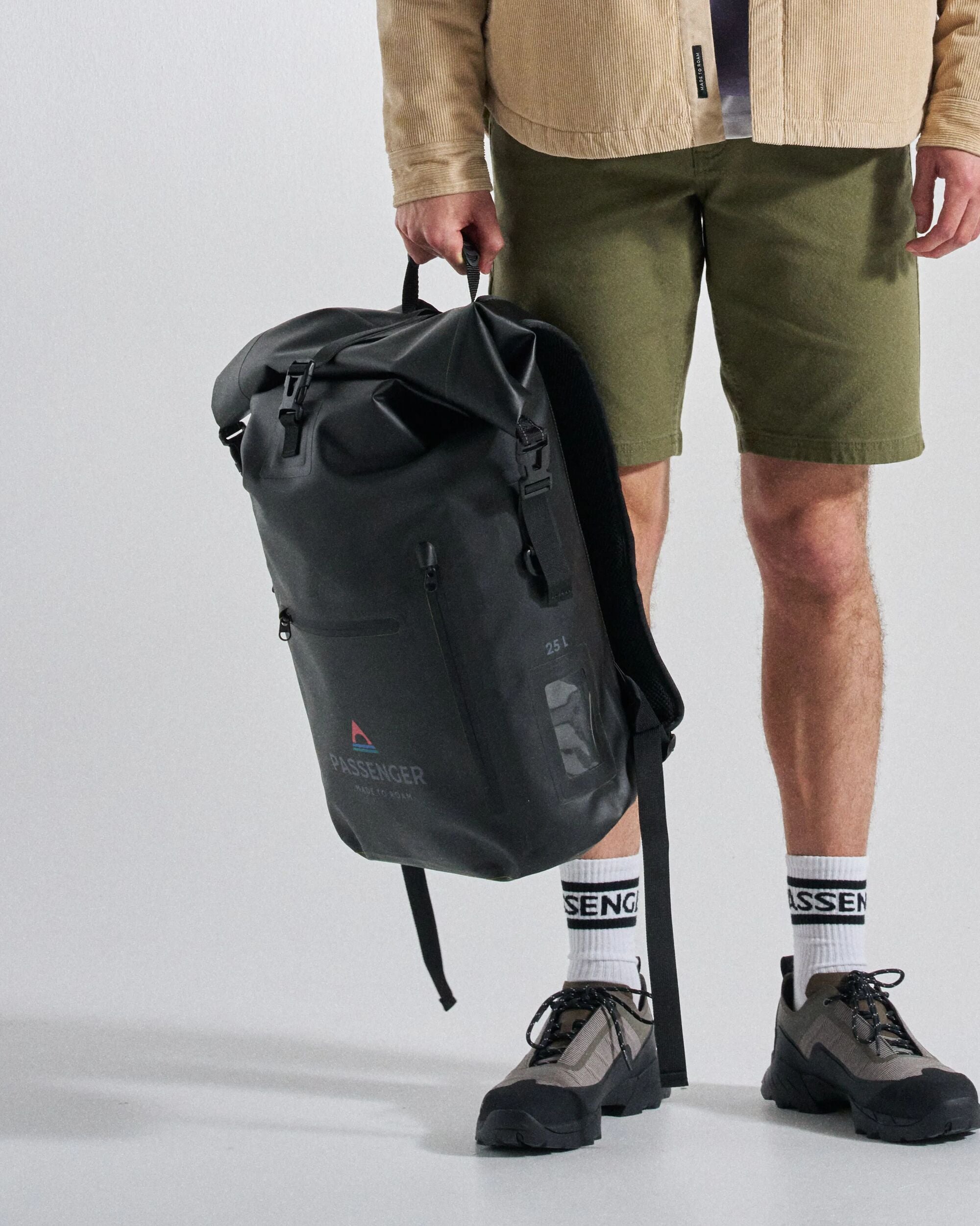 Tide 25L Dry Bag Backpack - Black - Studio Model - Male