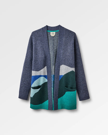 Scenic Recycled Long Knitted Cardigan - Scenic Rich Navy - Flatlay