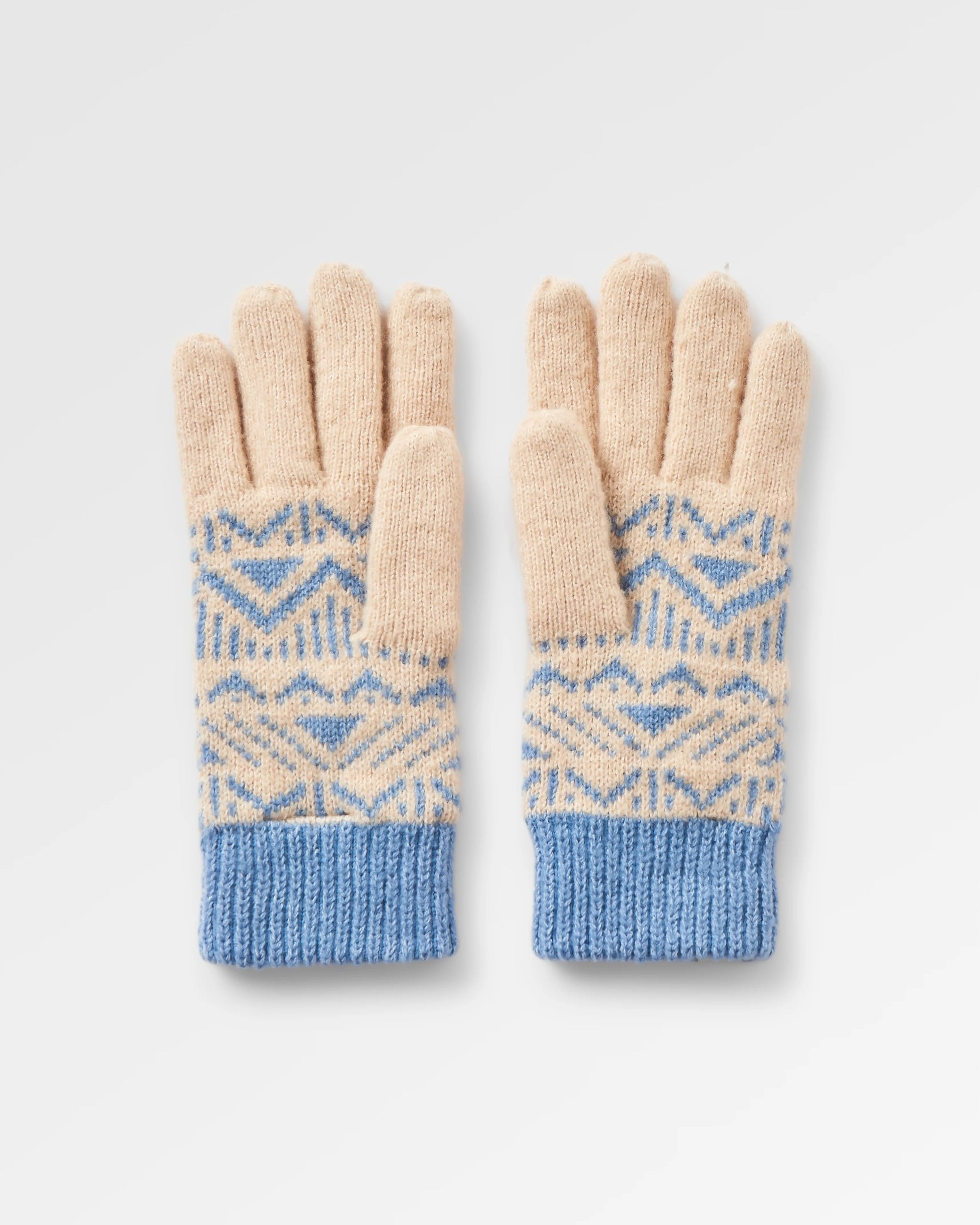 Nurture Recycled Knitted Gloves - Faded Denim/Stone - Flatlay