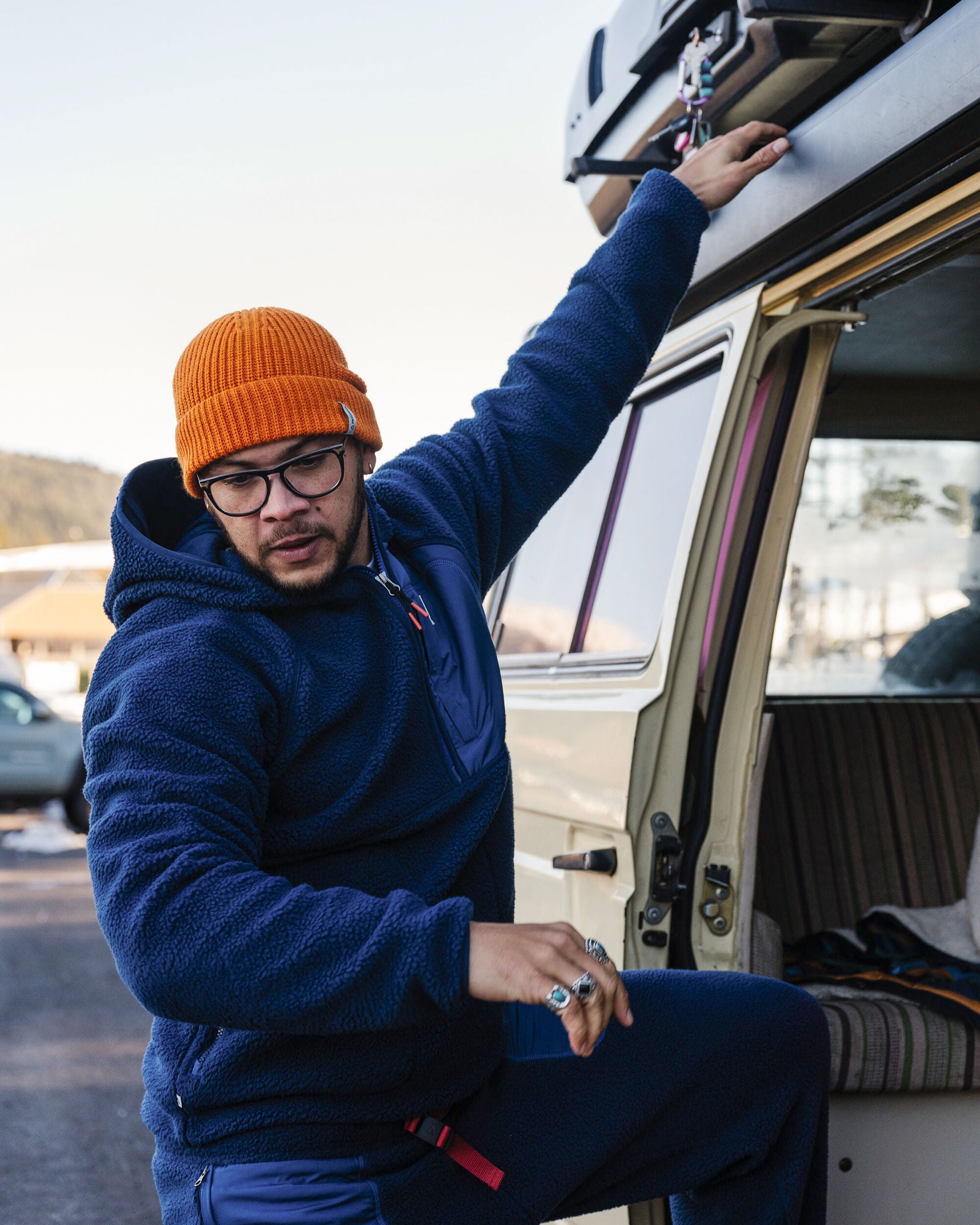 Ventura 1/2 Zip Recycled Sherpa Fleece - Rich Navy - Lifestyle