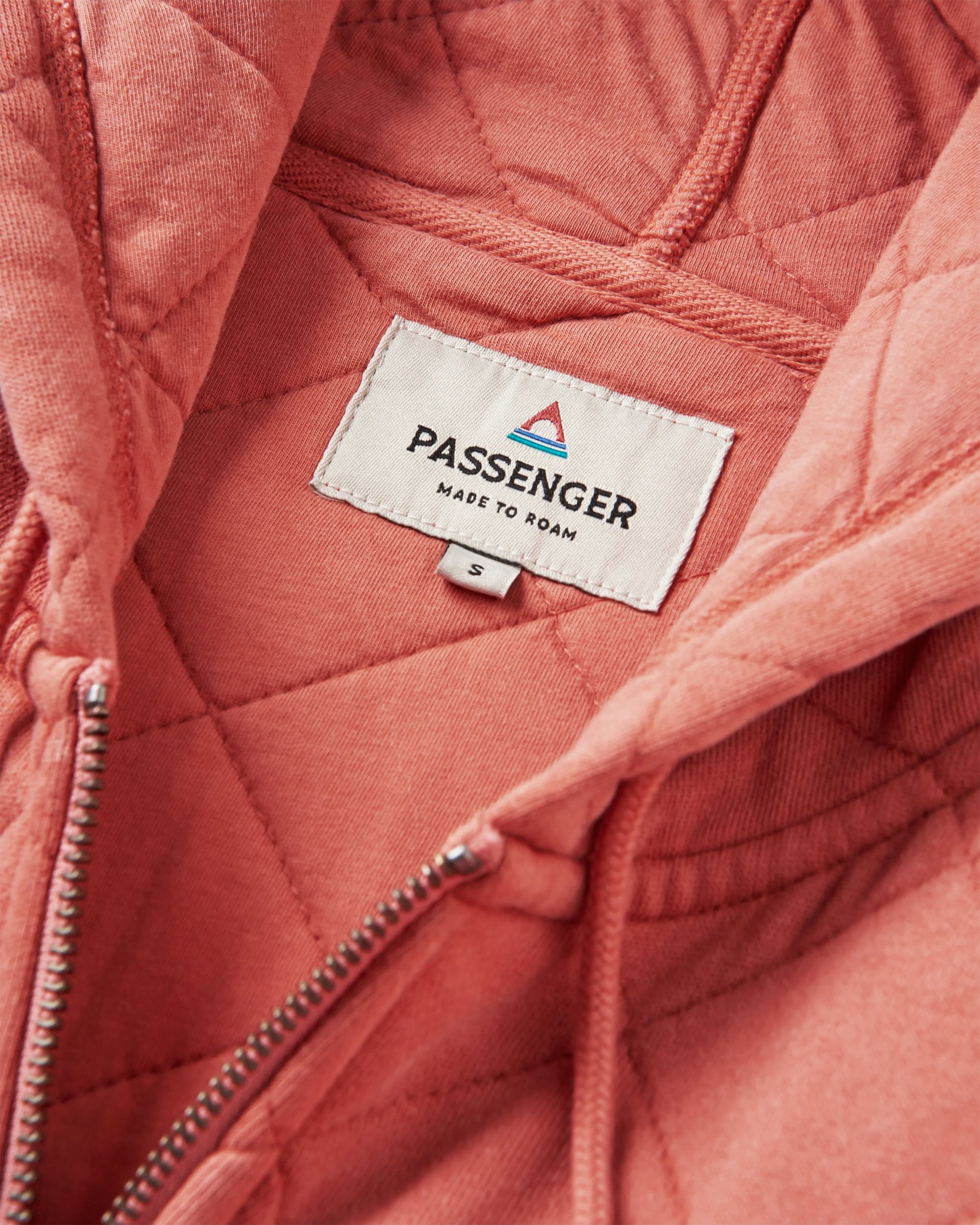 Getaway Recycled Quilted Full Zip Hoodie - Burnt Orange - Flatlay