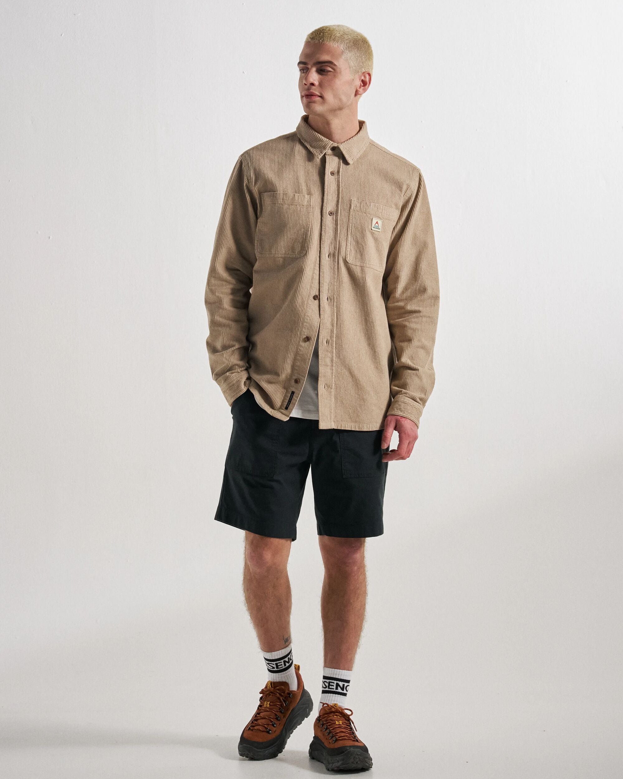 Backcountry Grid Cord Shirt - Simply Taupe - Studio Model