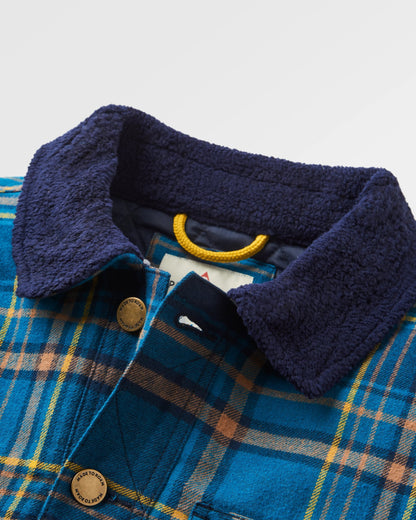 Falcon Organic Cotton Jacket - Tidal Blue Check  - Flatlay