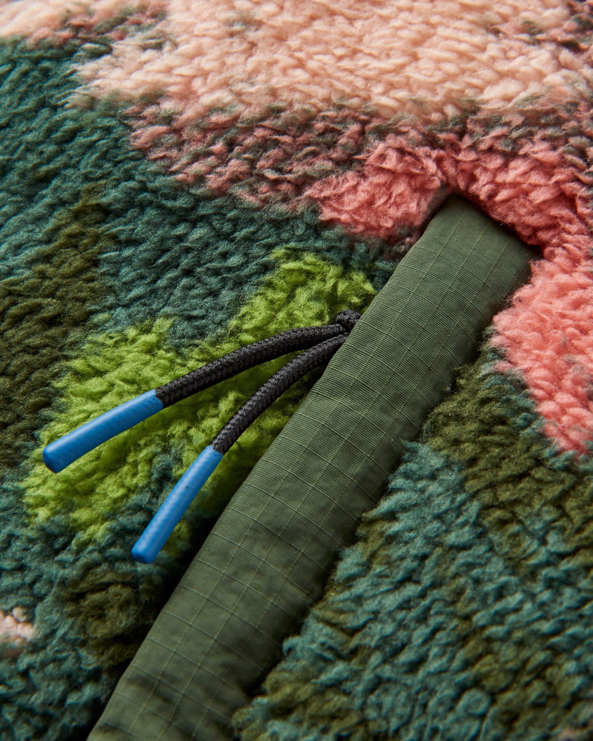 Beaumont Recycled Sherpa Hooded Fleece - Abstract Mountain Fir Tree - Flatlay