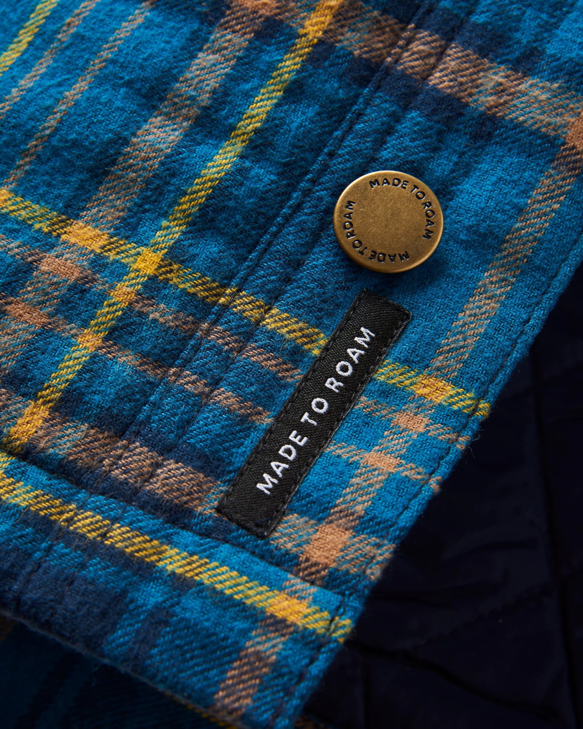 Falcon Organic Cotton Jacket - Tidal Blue Check  - Flatlay