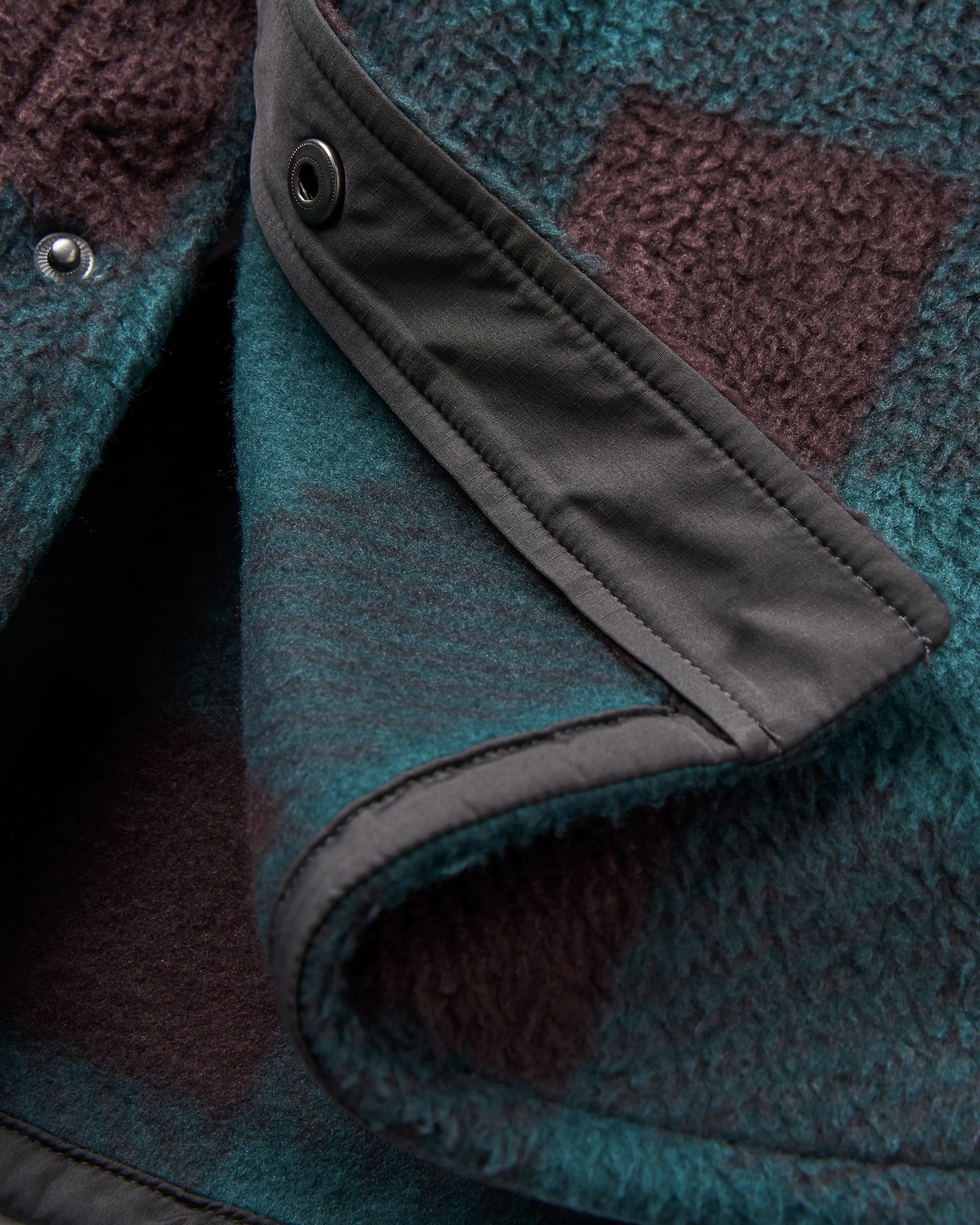 Backcountry Recycled Sherpa Fleece Shirt - Dark Fern/Espresso Check - Flatlay