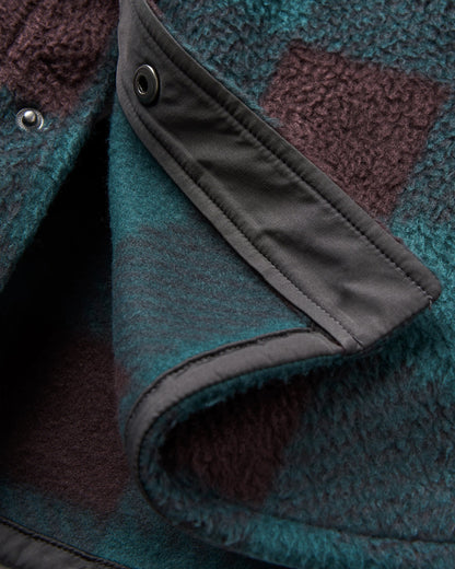 Backcountry Recycled Sherpa Fleece Shirt - Dark Fern/Espresso Check - Flatlay