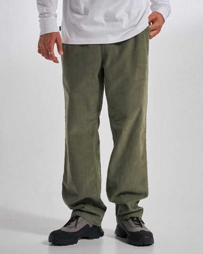 Drifter Cord Relaxed Fit Trouser - Dusty Olive - Studio Model