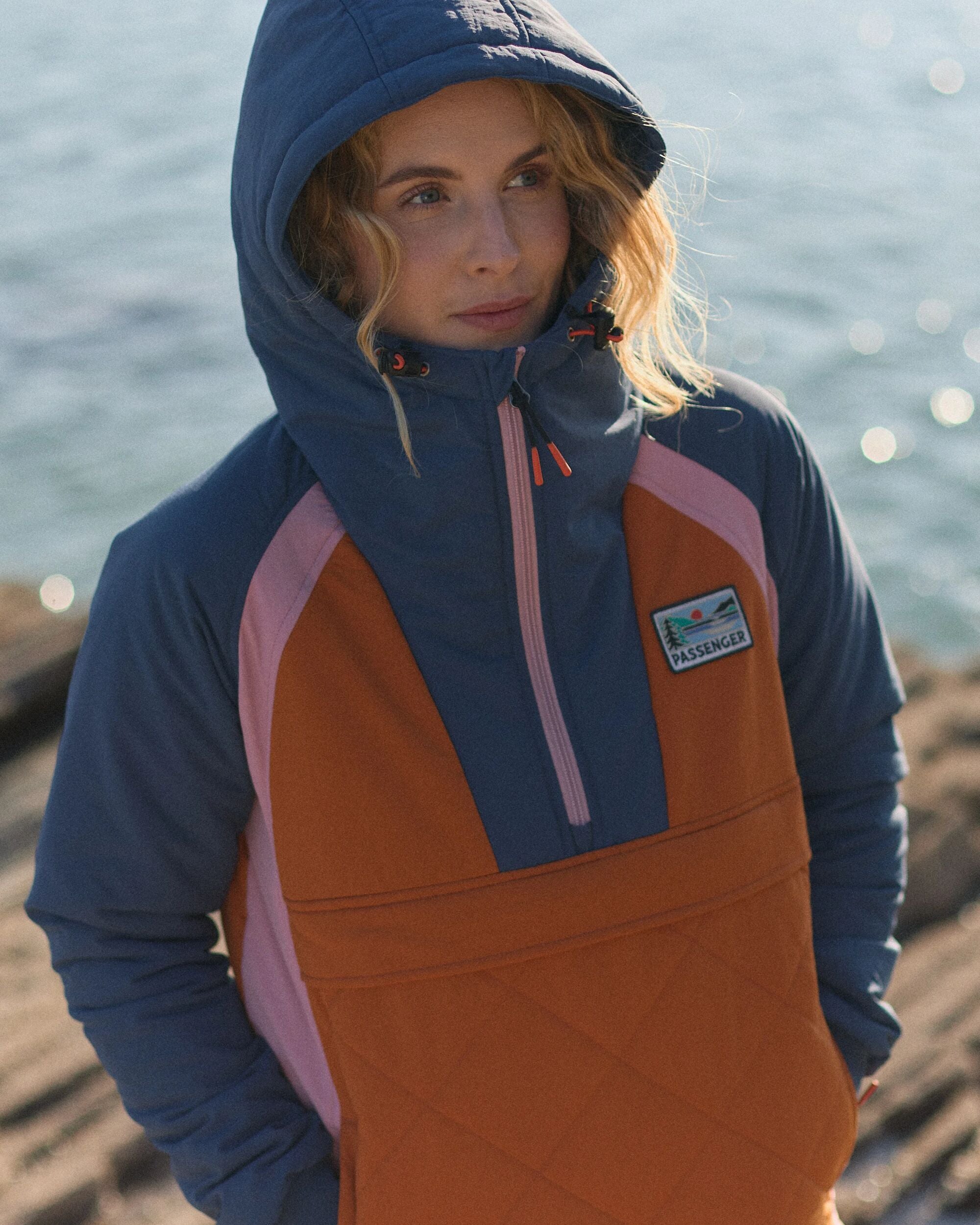 Ocean Recycled Insulated Anorak - Dark Denim/Sunset Orange - Lifestyle