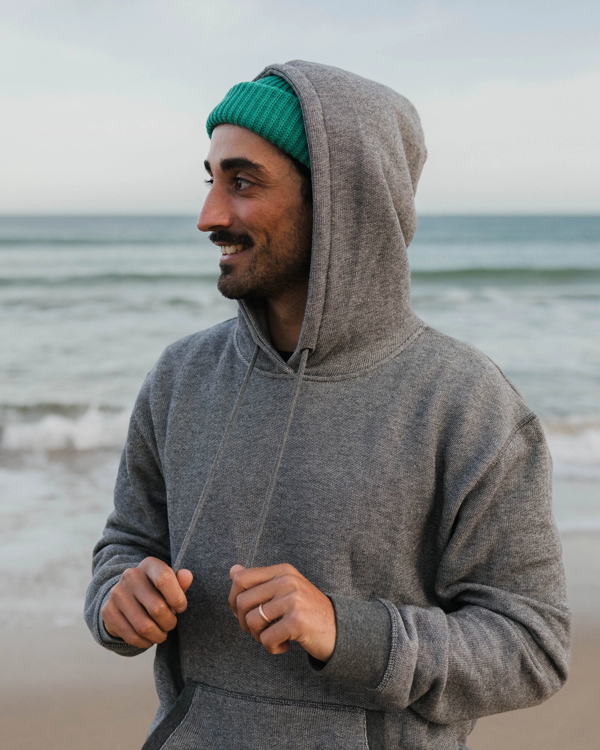 Heritage Textured Relaxed Fit Hoodie - Charcoal - Lifestyle