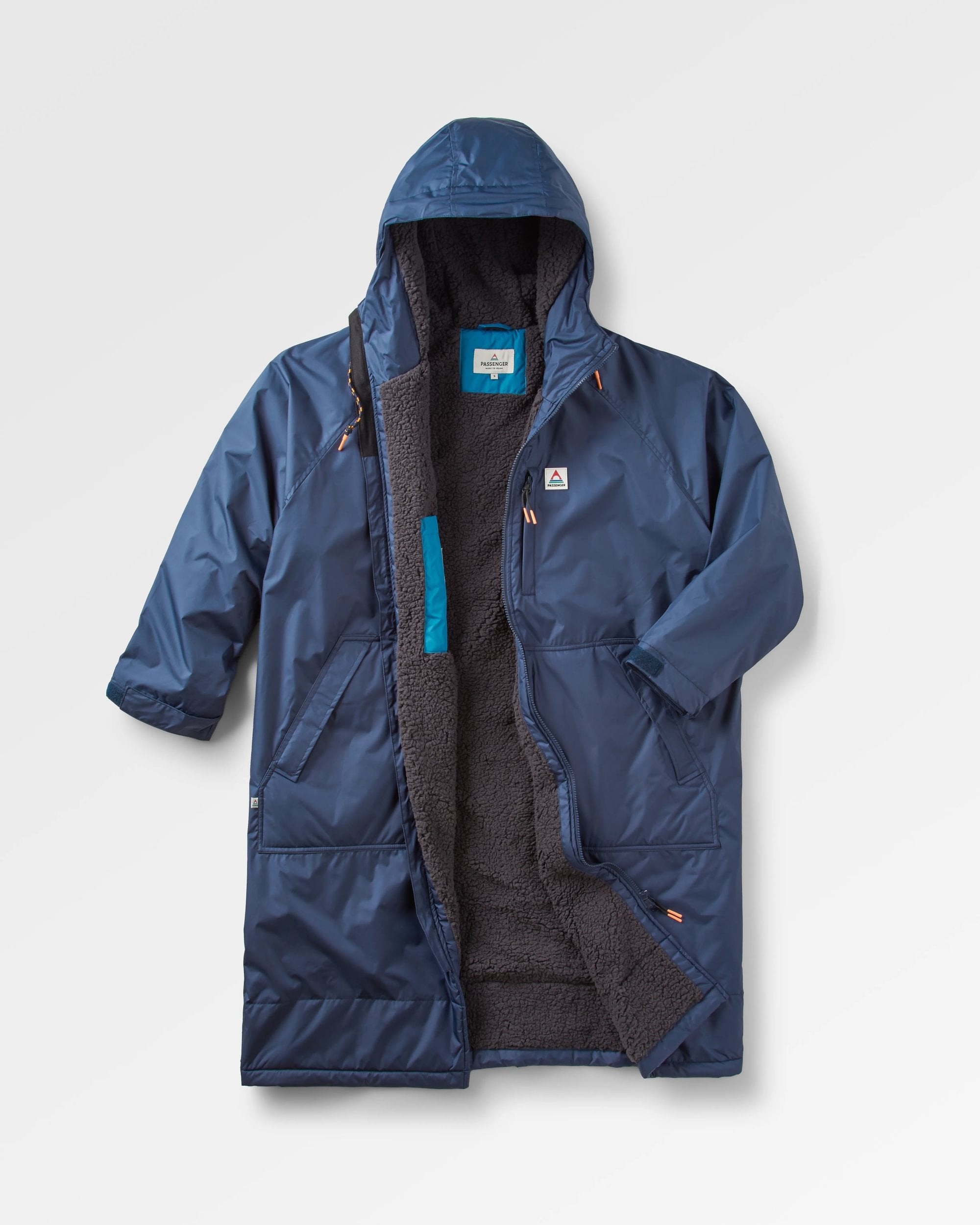 Waves Recycled Sherpa Lined Changing Robe - Rich Navy - Flatlay