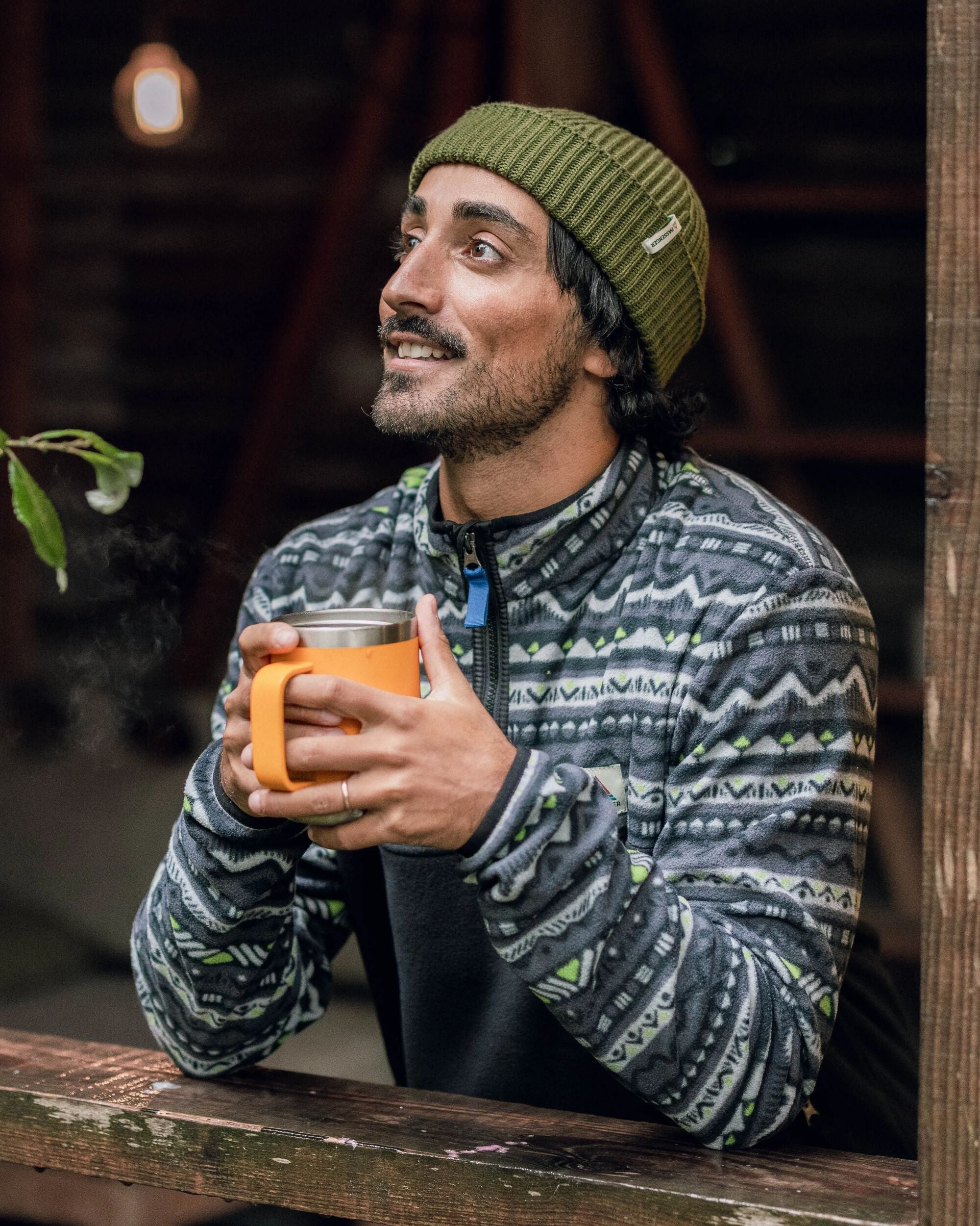 Set Off Recycled Polar 1/4 Zip Fleece - Mountain Geo Charcoal - Lifestyle