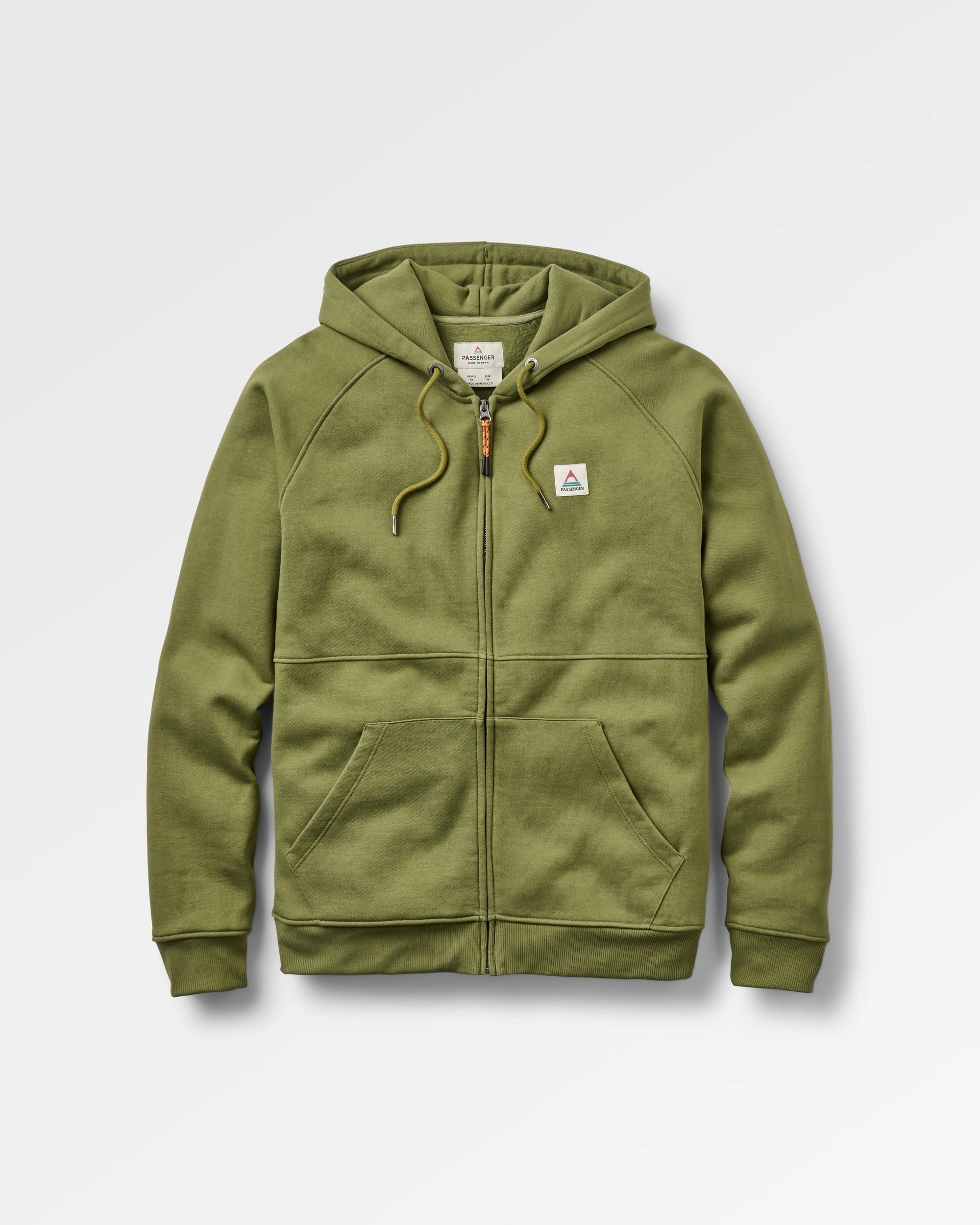 Heritage Full Zip Recycled Cotton Hoodie - Khaki - Flatlay
