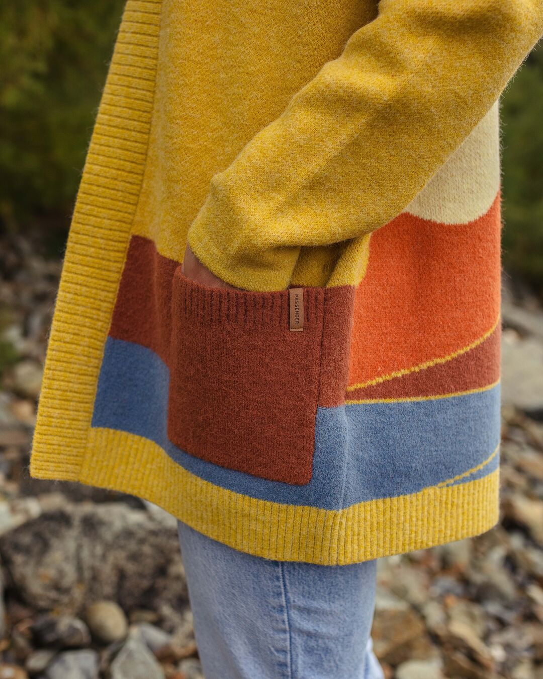 Vista Recycled Knitted Cardigan - Amber Gold - Lifestyle