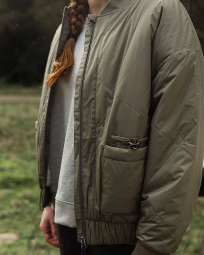 Lucia Sherpa Lined Bomber Jacket - Dusty Olive - Lifestyle
