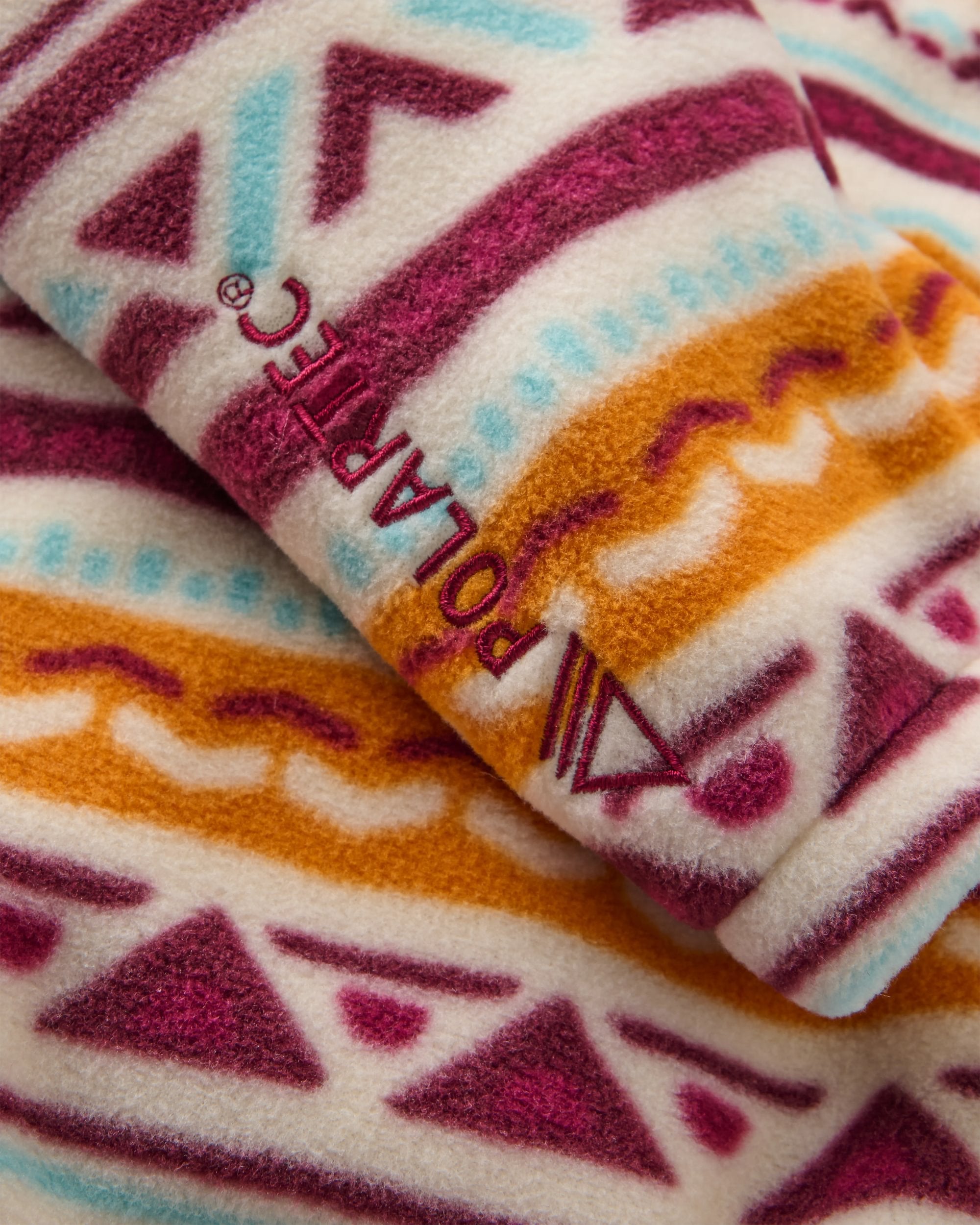 Ayla Recycled Micro Polartec® Fleece - Geo Tracks Birch - Flatlay