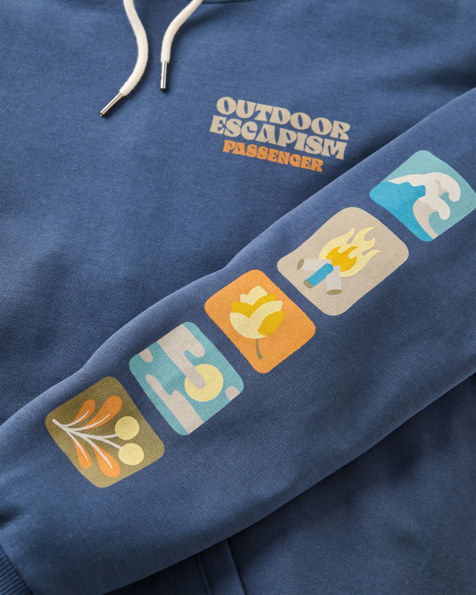 Patch Recycled Cotton Hoodie - Rich Navy - Flatlay