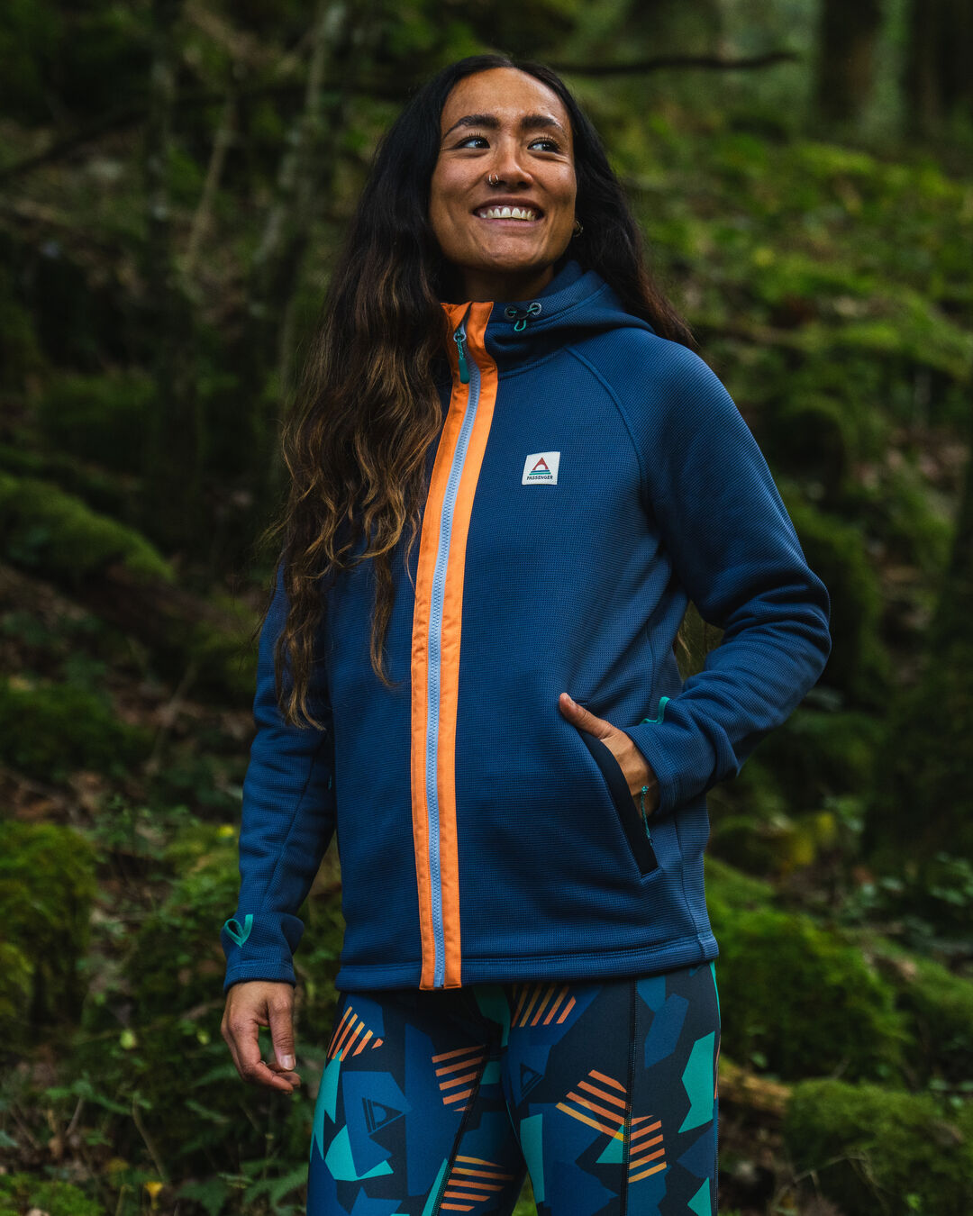 Slope Hooded Recycled Fleece - Dark Denim - Lifestyle