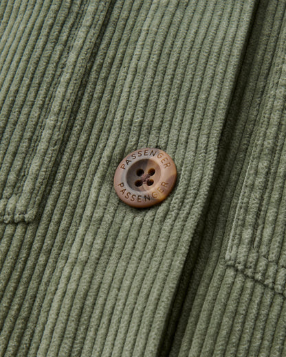 Stella Cord Shirt Dress - Dusty Olive - Flatlay