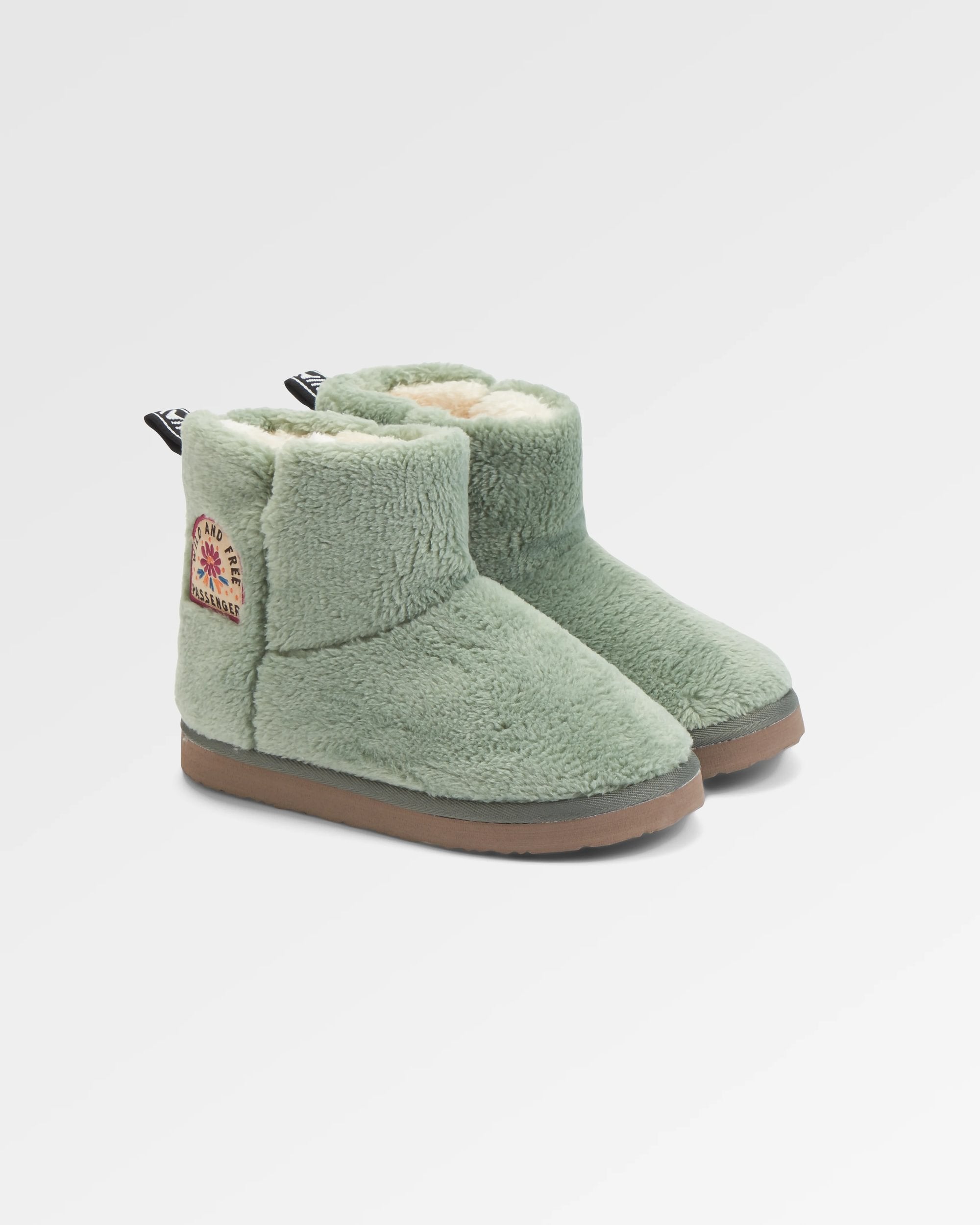 Hideaway Hut Sherpa Fleece Slipper - Pistachio - Flatlay