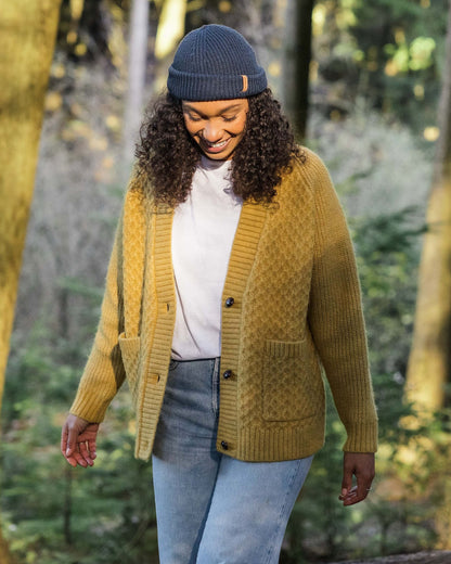 Homey Recycled Knitted Cable Cardigan - Mustard Gold