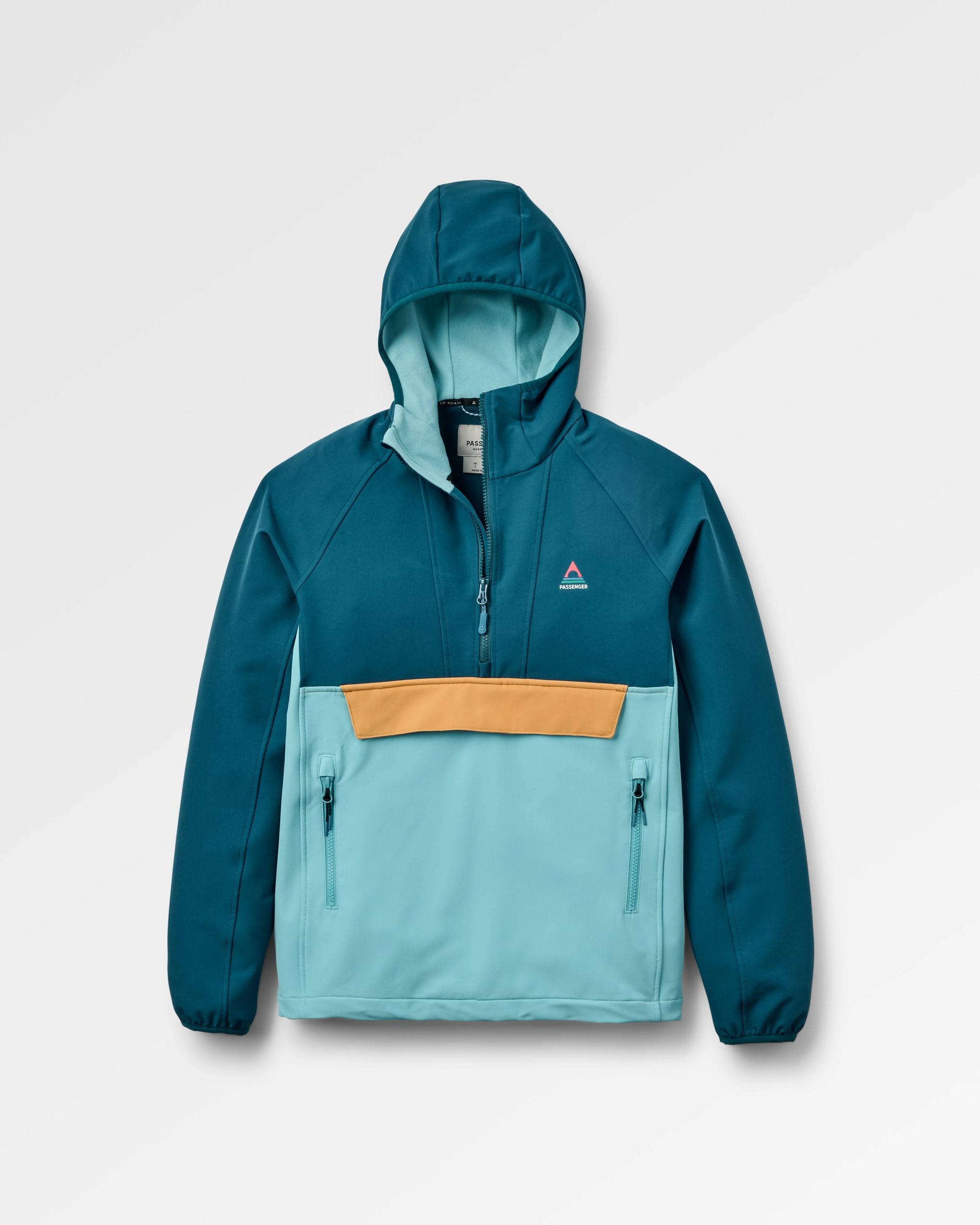 Ocean Recycled Softshell Anorak - Retro Blue/Tidal Blue - Flatlay
