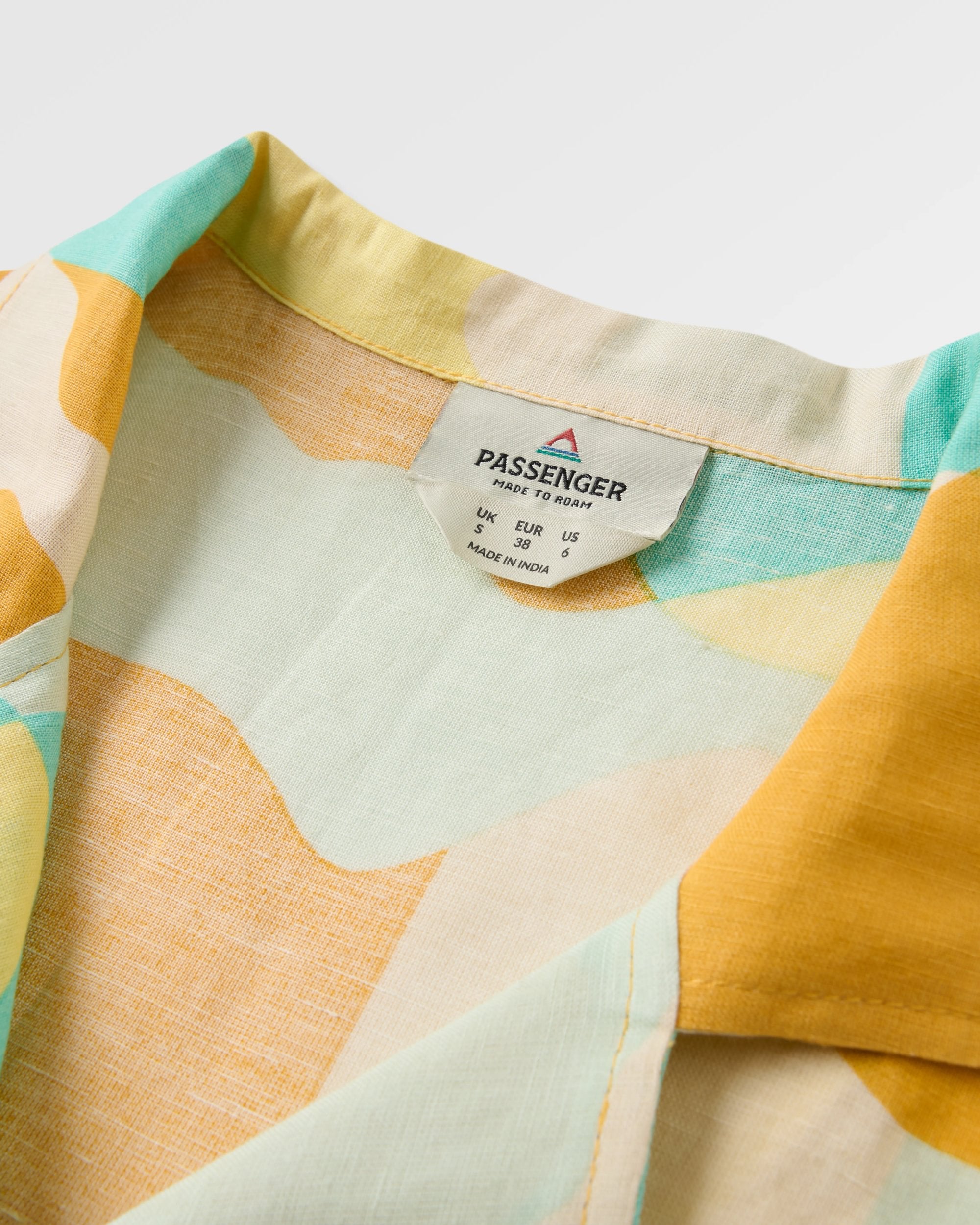 Arden Linen Short Sleeve Shirt - Vista Patchwork Yellow - Flatlay