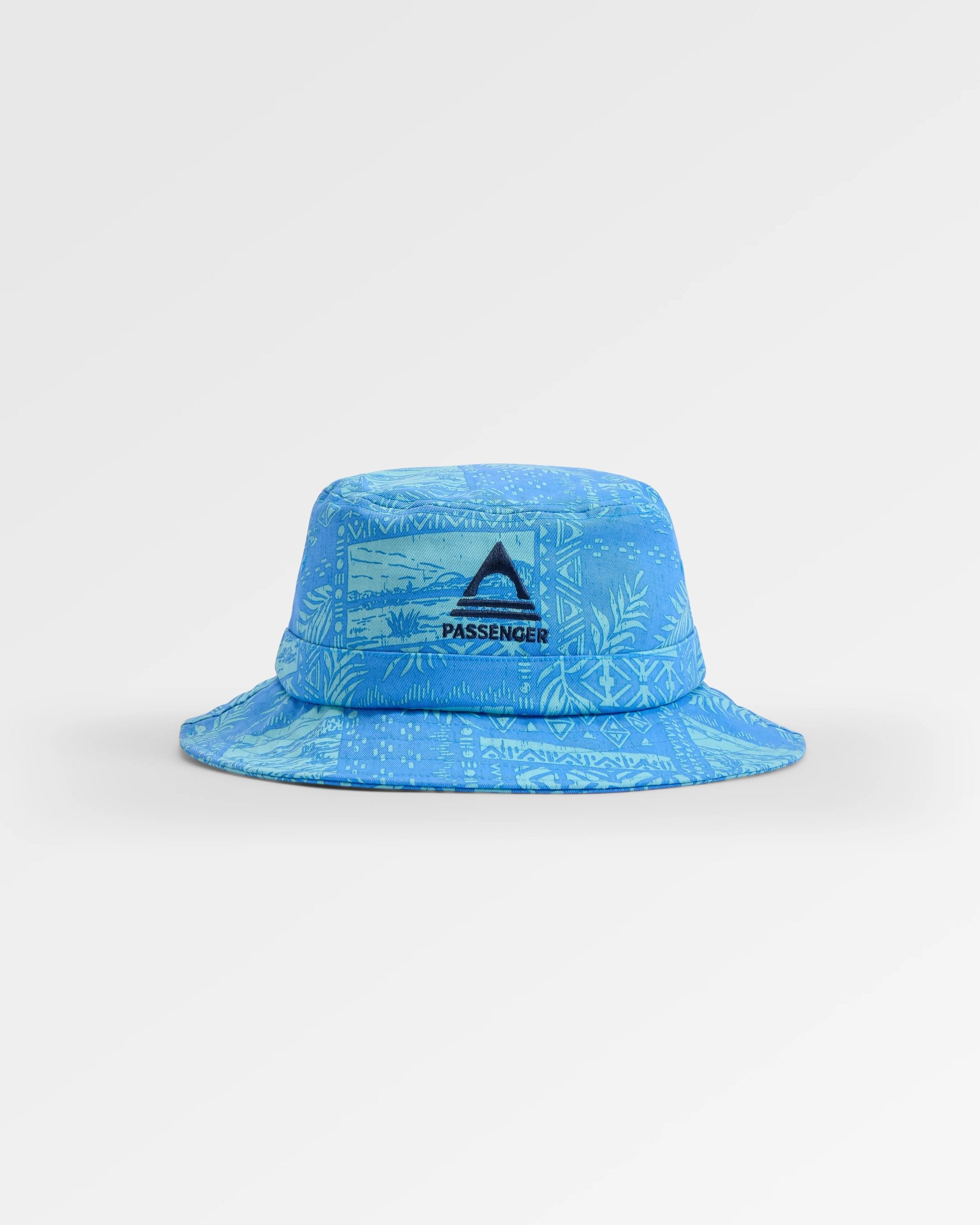 Shaded Organic Bucket Hat - Patchwork Marine Blue - Flatlay