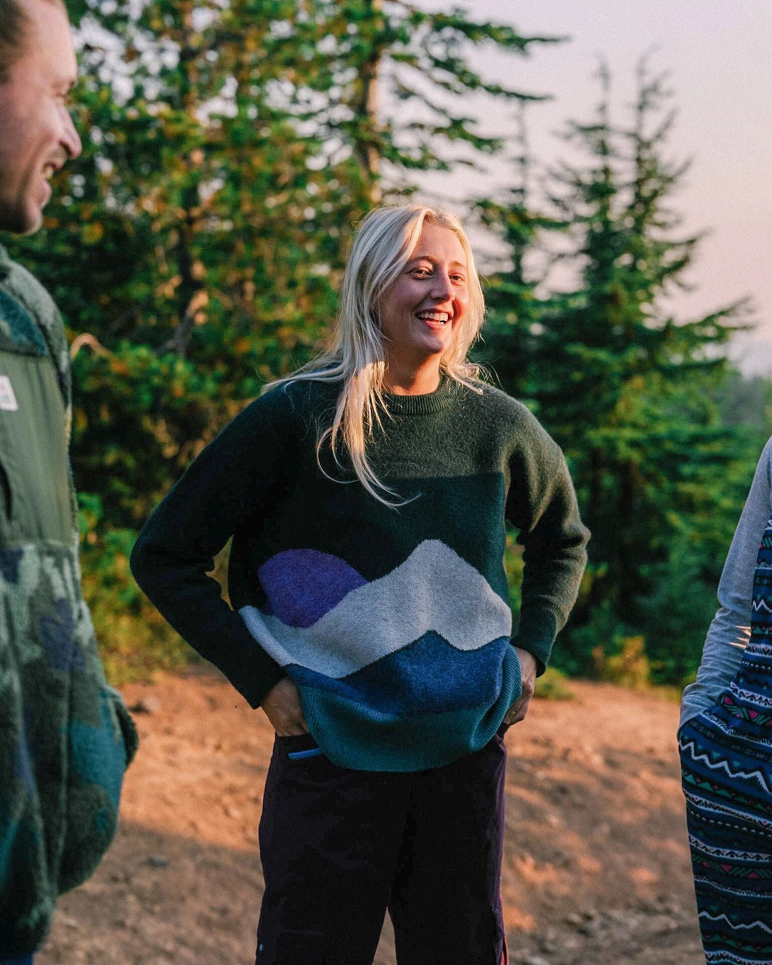 Vista Recycled Knitted Jumper - Rain Forest - Lifestyle