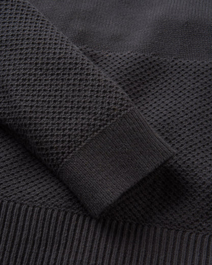 Cove Organic Cotton Knitted Jumper - Black - Flatlay