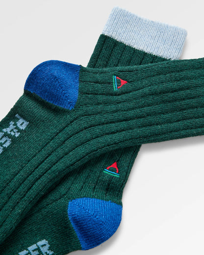 Koa Recycled Crew Sock - Dark Fern  - Flatlay