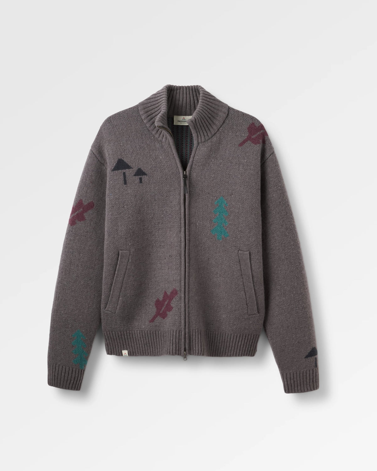 Woodburn Full-Zip Knitted Jumper - Slate Grey - Flatlay