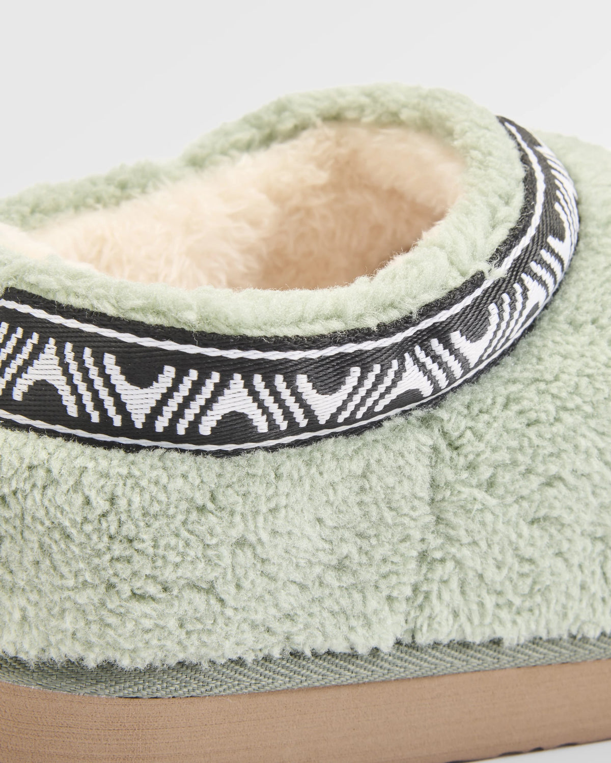 Ember Sherpa Fleece Slipper - Pistachio - Flatlay