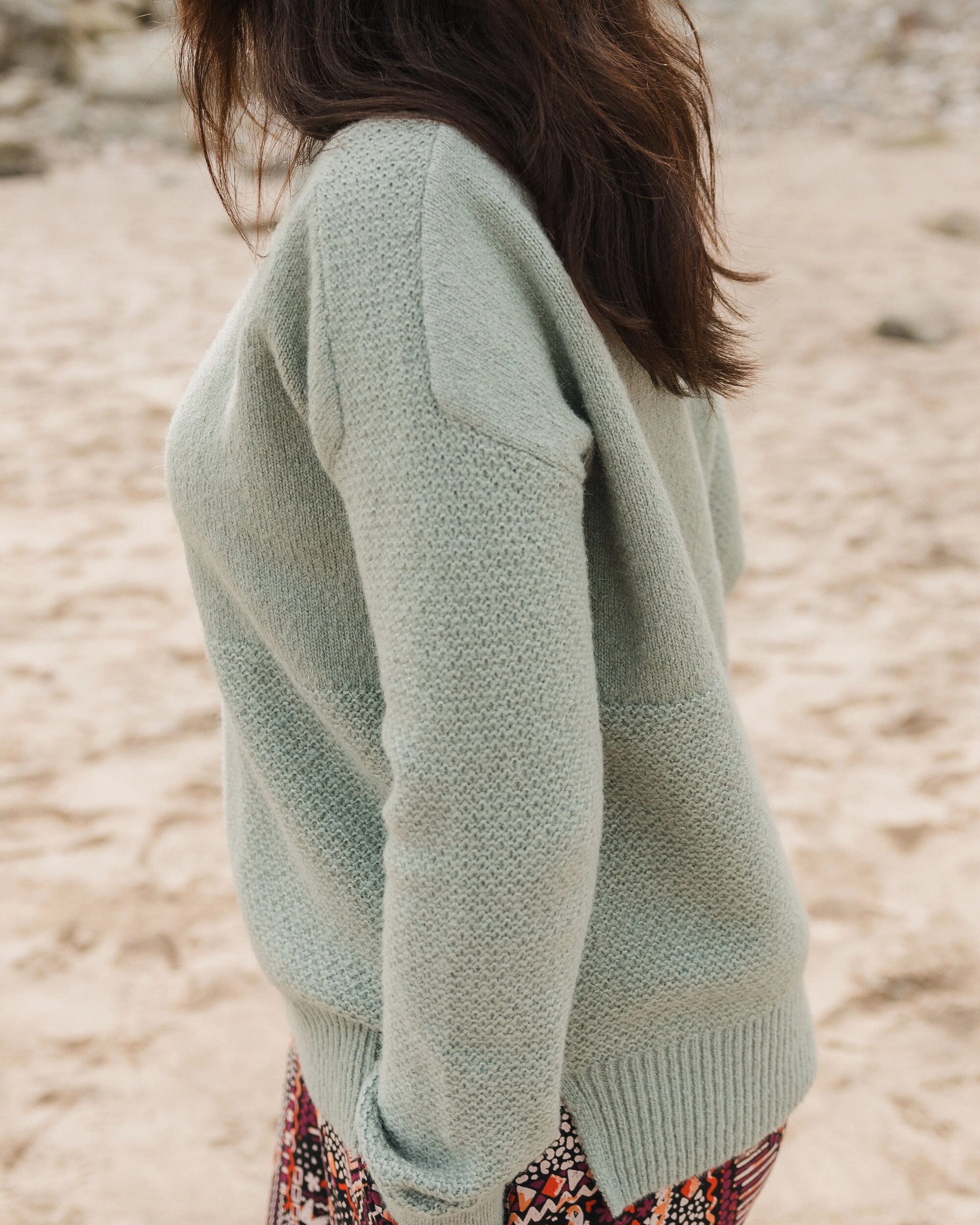 Cove Recycled Knitted Jumper - Pistachio - Lifestyle