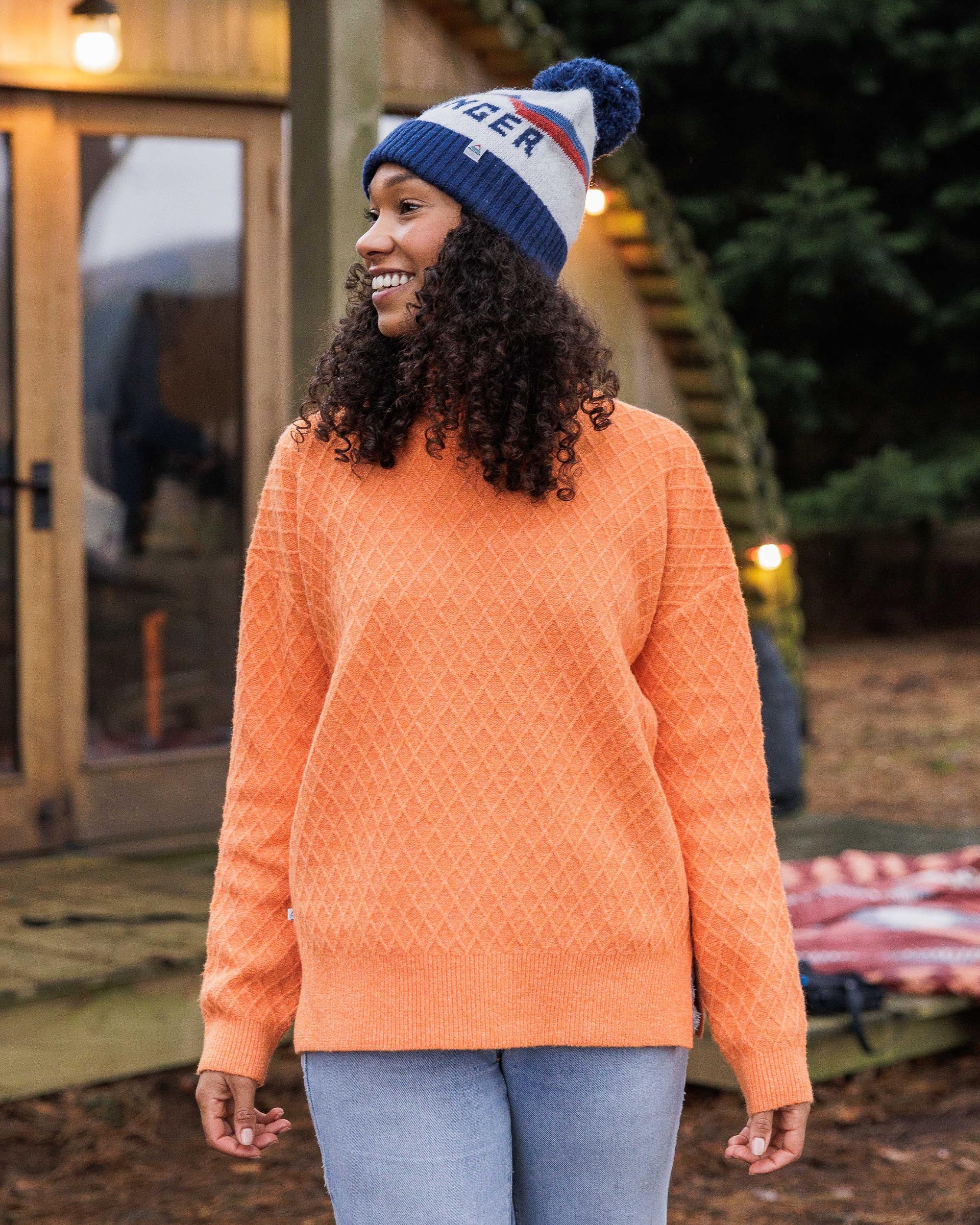 Hinterland Recycled Knitted Jumper - Apricot - Lifestyle