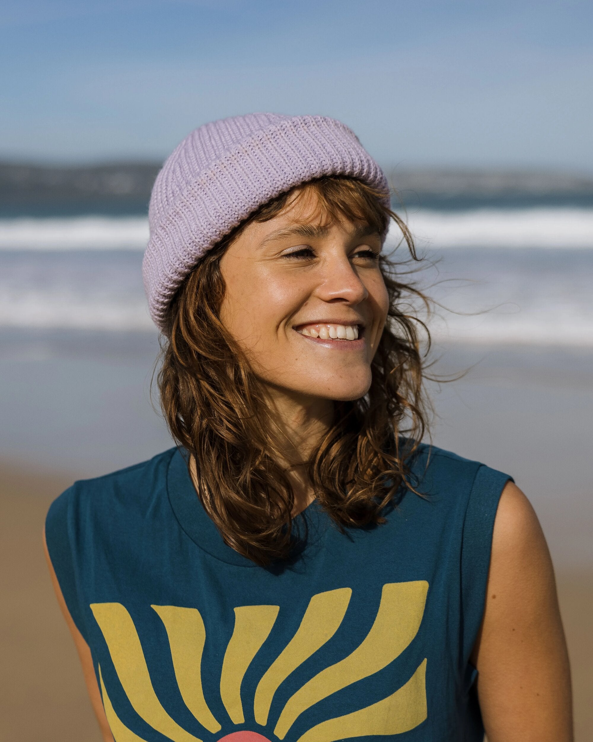 Compass Recycled Beanie - Lilac Mist - Lifestyle - Female