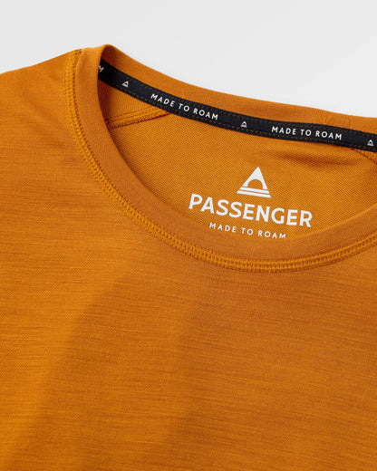 Camp Wild Lightweight Merino LS T-Shirt - Retro Orange - Flatlay