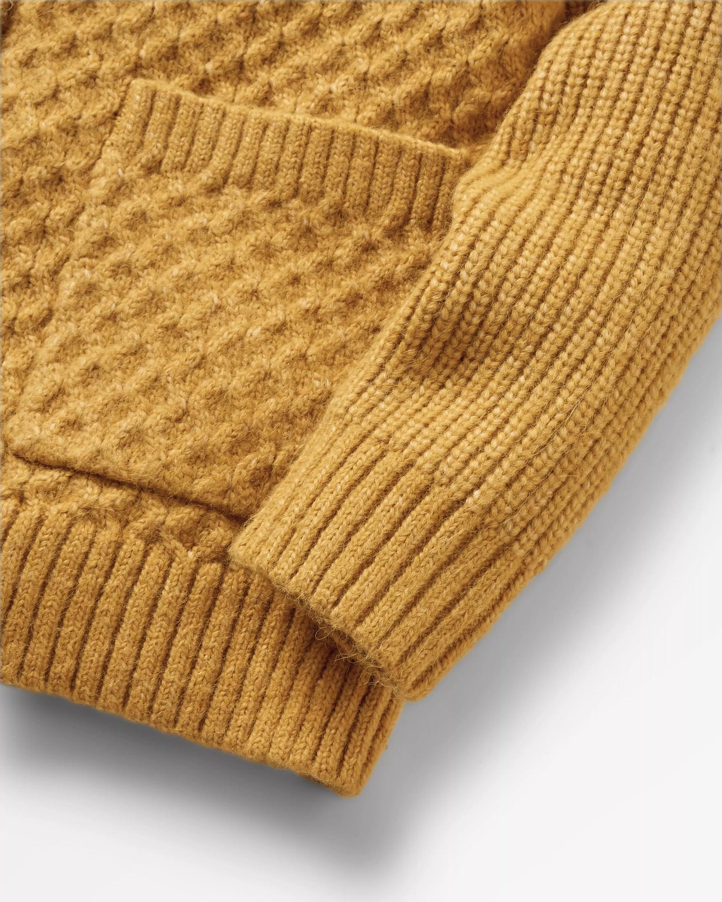 Homey Recycled Knitted Cable Cardigan - Mustard Gold